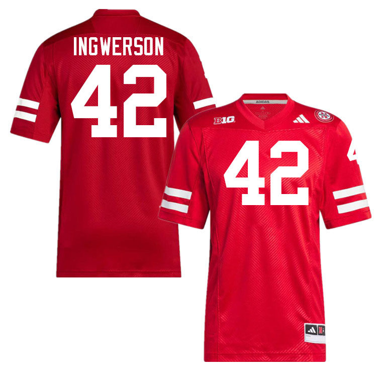 Men #42 Eric Ingwerson Nebraska Cornhuskers College Football Jerseys Stitched Sale-Scarlet